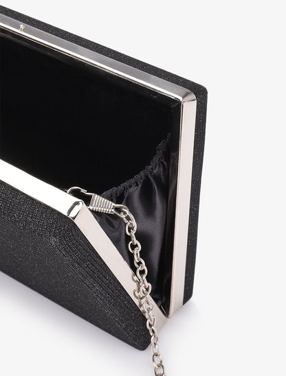 Minaudière rectangulaire à paillettes et fermoir bague - Noir - 4