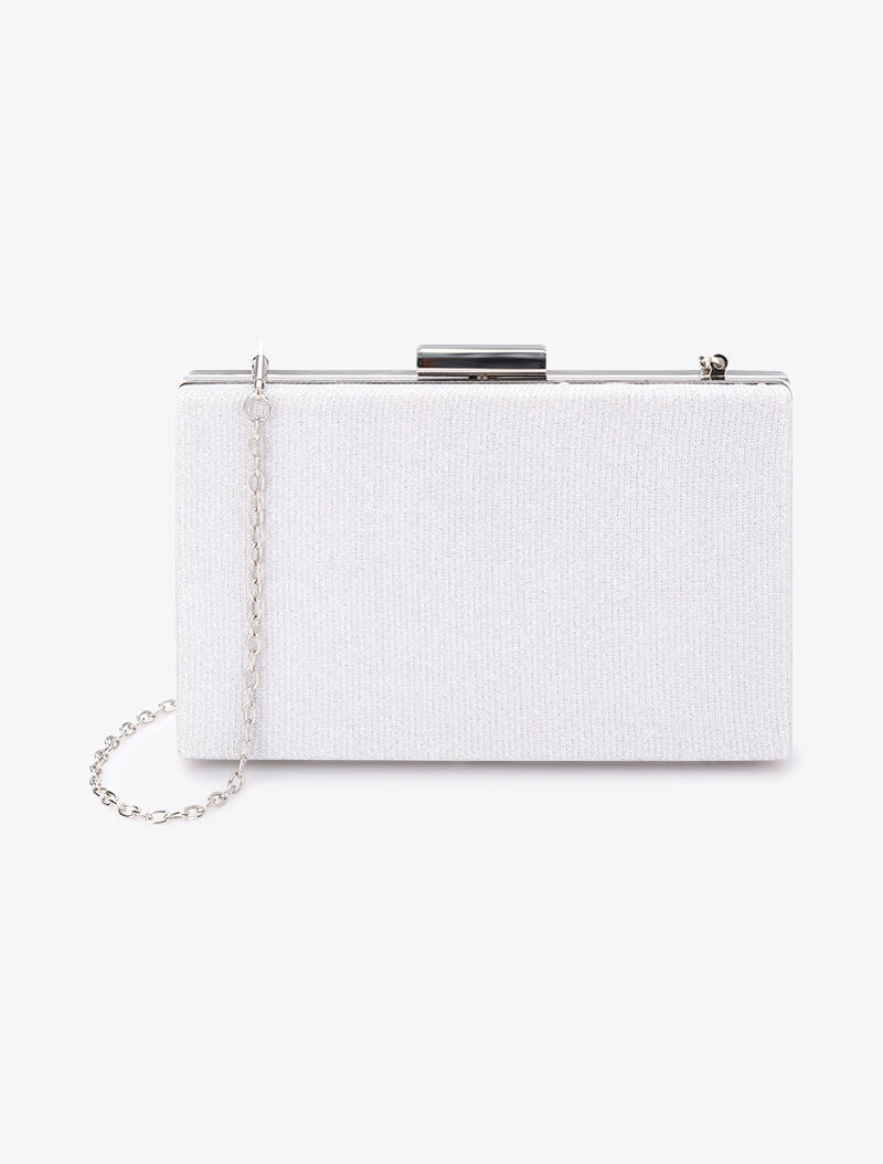 Minaudière rectangulaire à paillettes et fermoir bague - Argent - 1