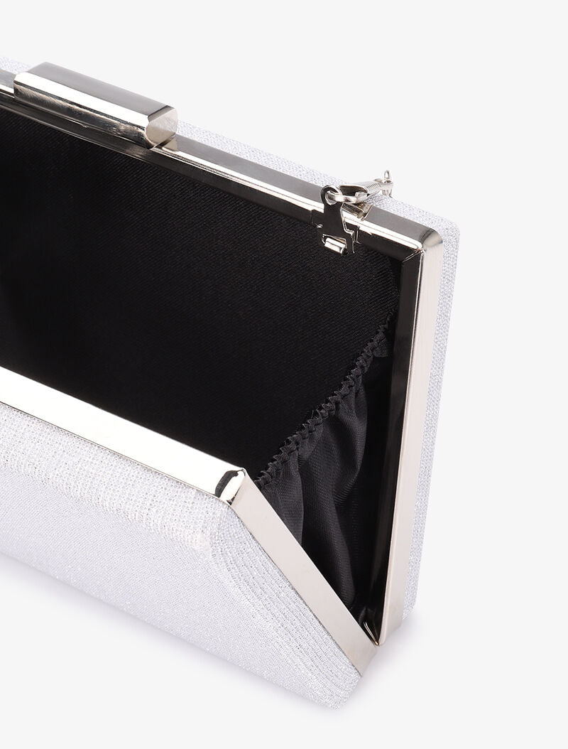 Minaudière rectangulaire à paillettes et fermoir bague - Argent - 4