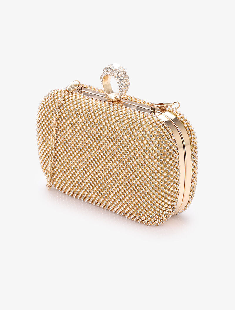 Minaudière à strass et fermoir bague - Or - 2