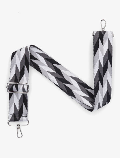 Bandoulière réglable en tissu motif géométrique - Noir - 1