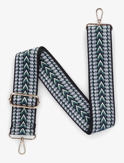 Bandoulière réglable en tissu motif en V - Noir/vert - 1
