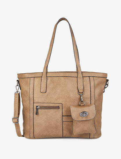Sac cabas à pochette Melinda - Taupe - 1