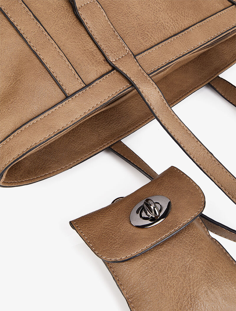 Sac cabas à pochette Melinda - Taupe - 4