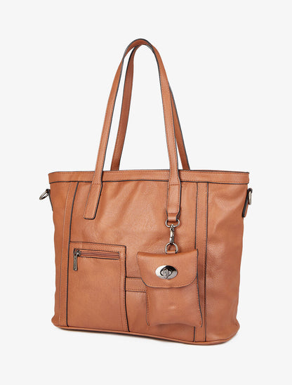Sac cabas à pochette Melinda - Camel - 2