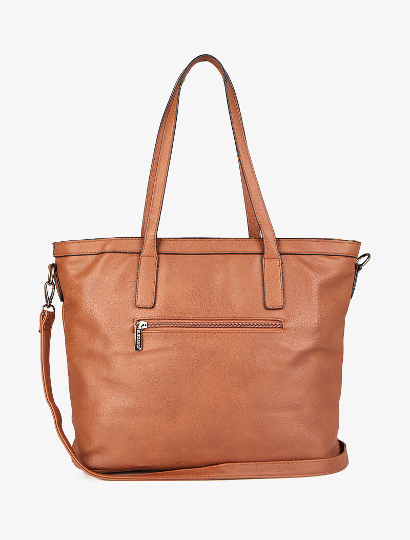 Sac cabas à pochette Melinda - Camel - 3