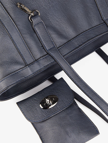 Sac cabas à pochette Melinda - Bleu - 4