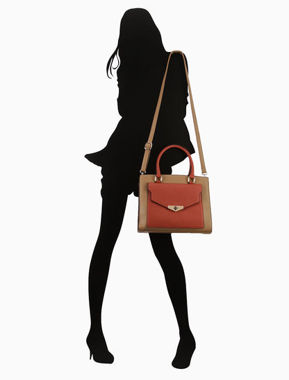 Sac à main Agathe - Taupe/orange - 4