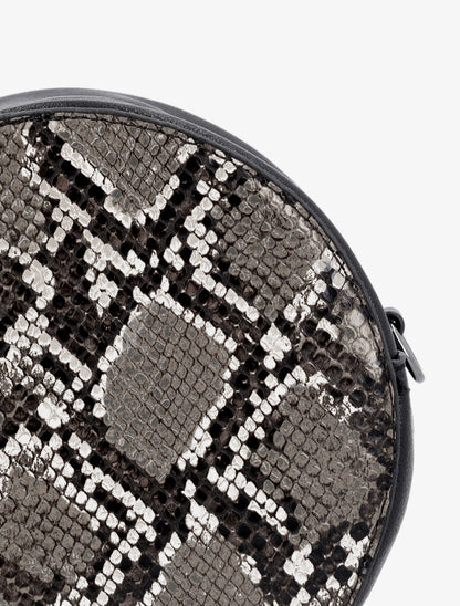 Minaudière ronde à imprimé python - Noir - 4