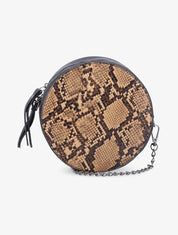 Minaudière ronde à imprimé python - Beige - 1