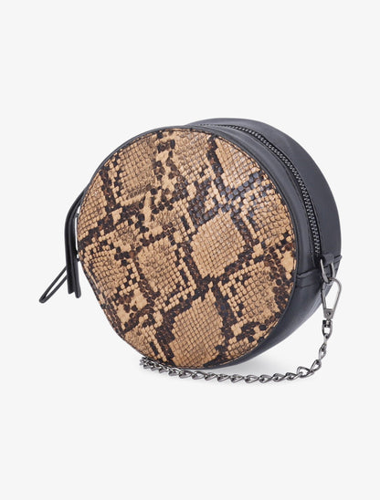 Minaudière ronde à imprimé python - Beige - 2