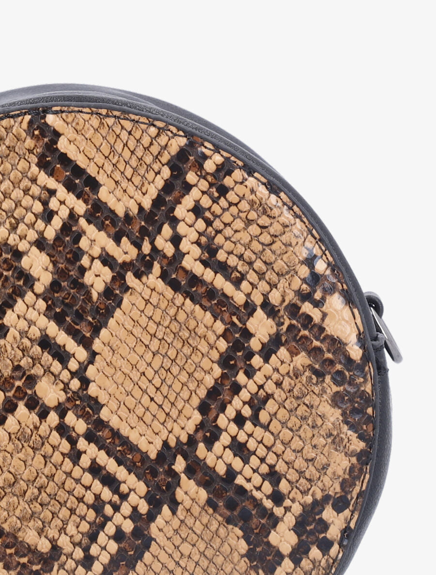 Minaudière ronde à imprimé python - Beige - 4