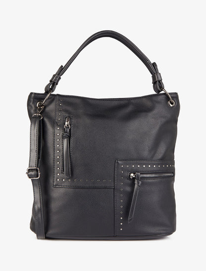 Sac cabas clouté Katia - Noir - 5