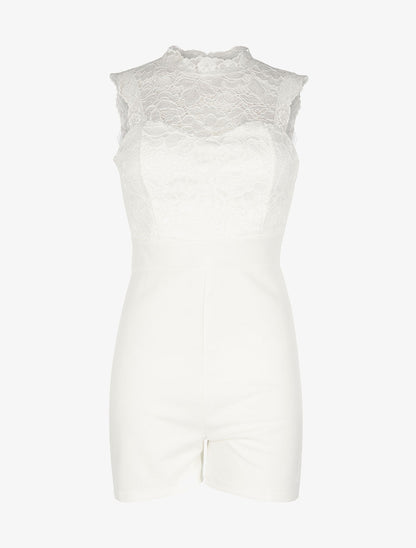 Combishort buste dentelle dos nu - blanc - 1