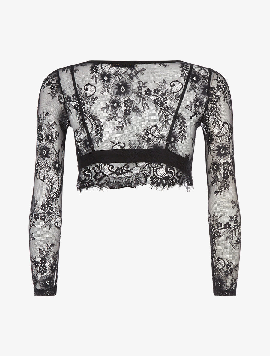 Crop-top dentelle et soutien-gorge - Noir - 2