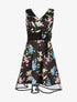 Robe imprimée taille à flot - noir - 1
