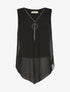 Top voile décolleté zippé - noir - 1