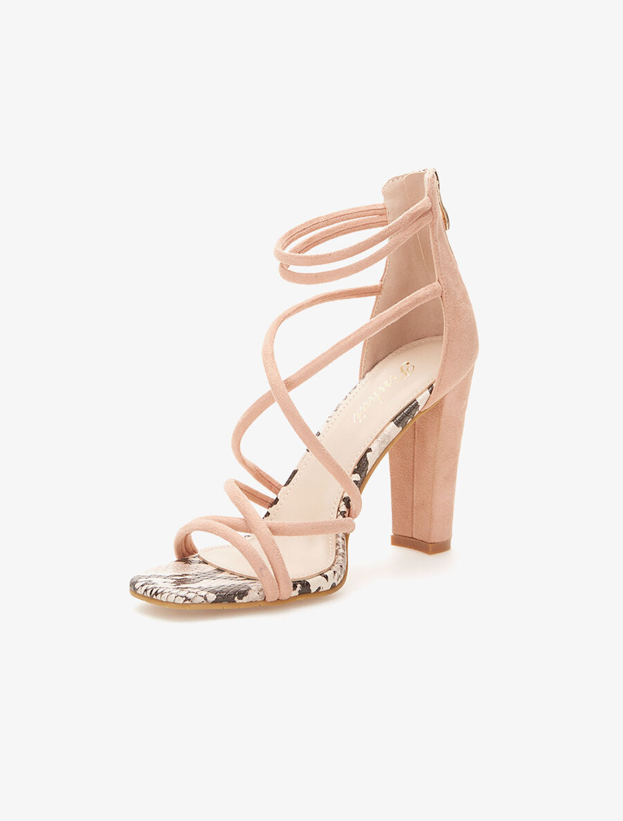 Peep-toes lanières croisées - nude - 3