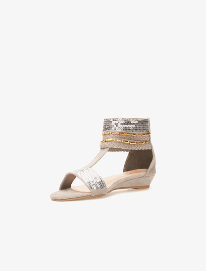 Nu-pieds chevilles à sequins - gris - 3