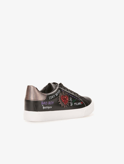 Sneakers coeur en relief - noir/rouge - 4