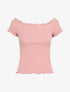 Top slim uni col bardot - Rose - 4