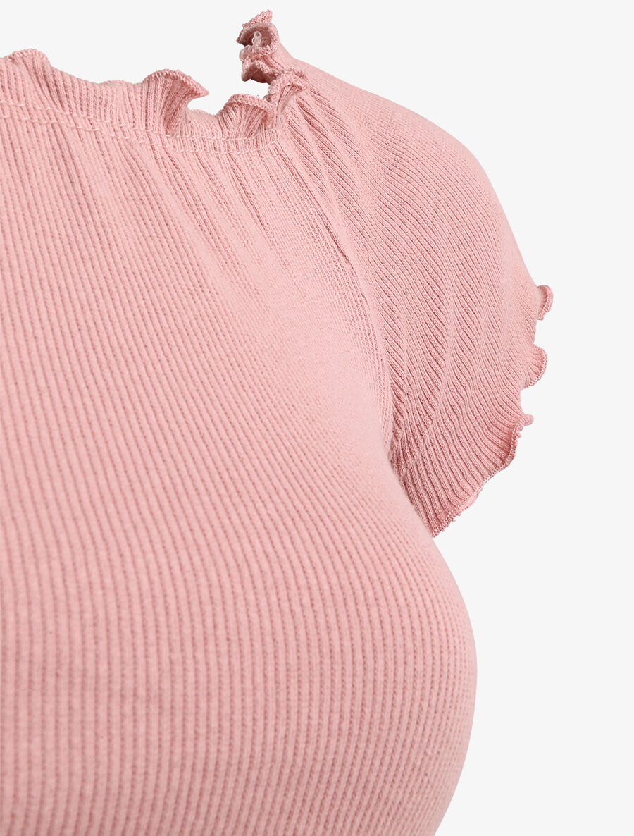 Top slim uni col bardot - Rose - 3