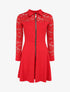 Robe patineuse unie à manches dentelle - Rouge - 5