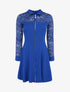 Robe patineuse unie à manches dentelle - Bleu électrique - 1