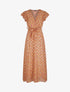 Robe longue cintrée imprimé roses irisées - Orange - 1