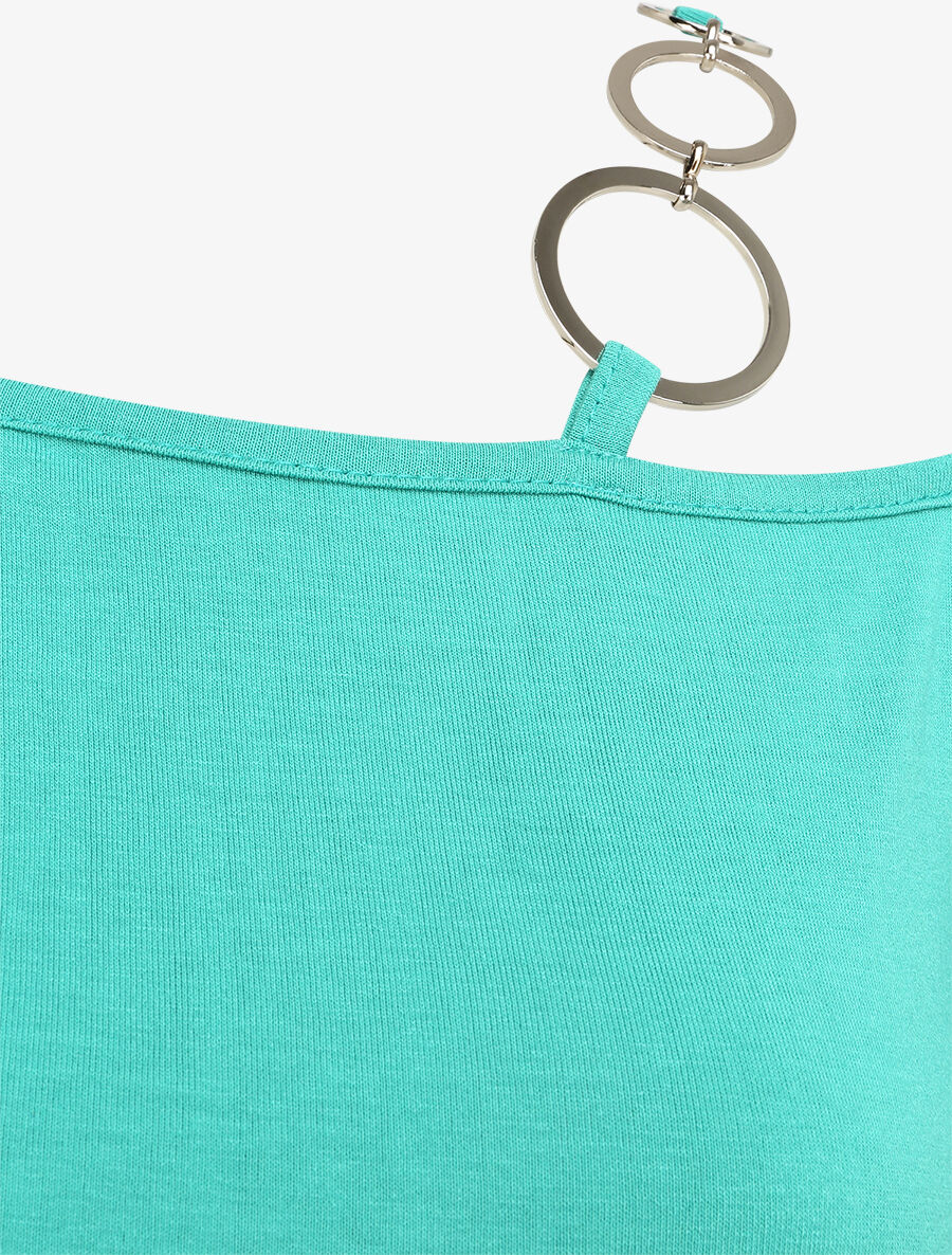 T-shirt à col rond à anneaux - Turquoise - 3