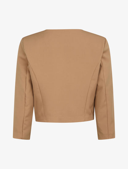 Veste droite uni manches 3/4 - Beige - 2