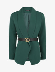 Blazer droit uni - Vert émeraude - 1