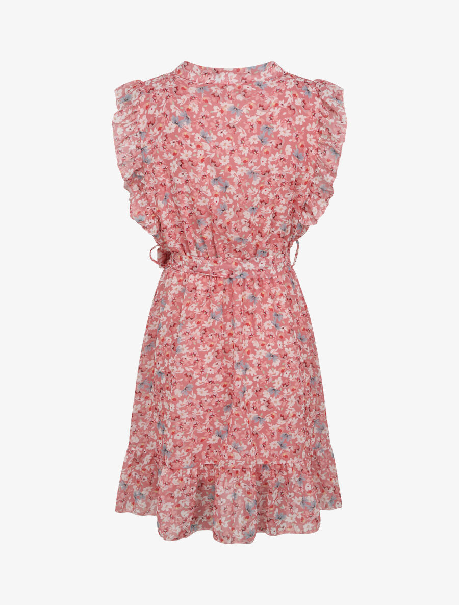 Robe patineuse mi-longue imprimé pâquerettes - Rose - 2