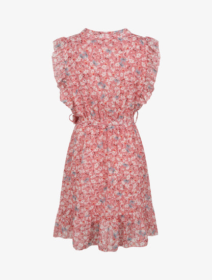 Robe patineuse mi-longue imprimé pâquerettes - Rose - 2