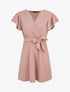 Robe patineuse courte à manches courtes volantées - Rose poudré - 1