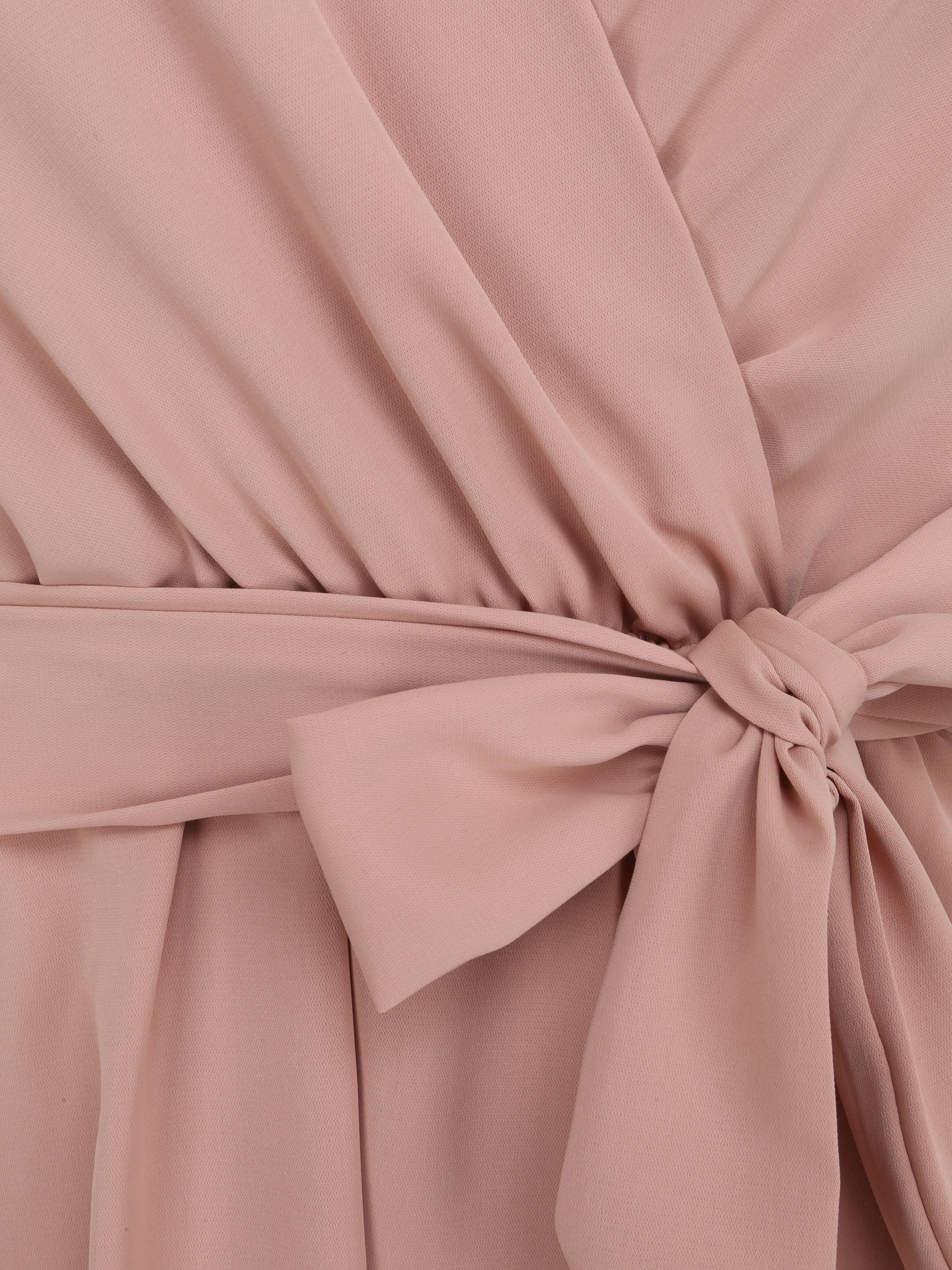 Robe patineuse courte à manches courtes volantées - Rose poudré - 3