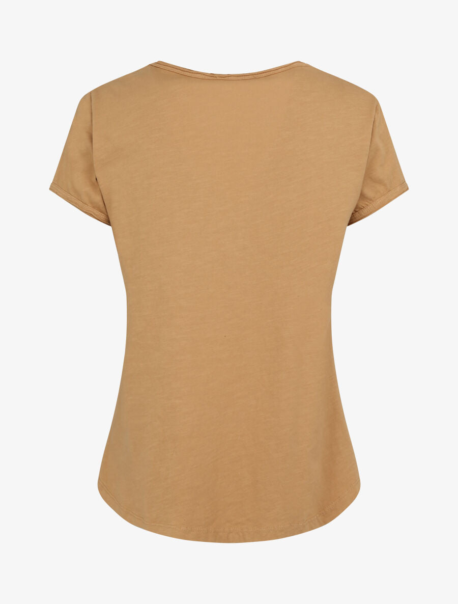 T-shirt droit uni manches courtes - Camel - 2