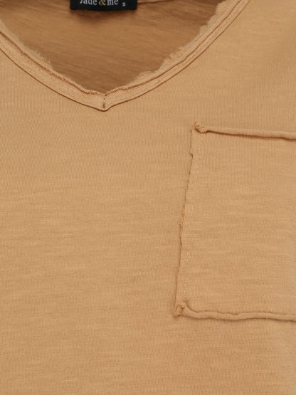 T-shirt droit uni manches courtes - Camel - 3