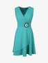 Robe patineuse sans manches à détail boucle ronde - Turquoise - 4