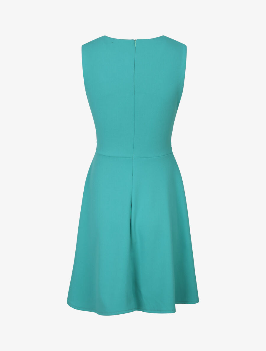Robe patineuse sans manches à détail boucle ronde - Turquoise - 2