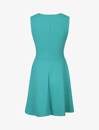 Robe patineuse sans manches à détail boucle ronde - Turquoise - 2