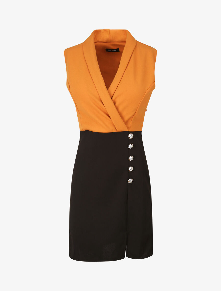 Robe à col cache-coeur et bords fendu - Orange - 4
