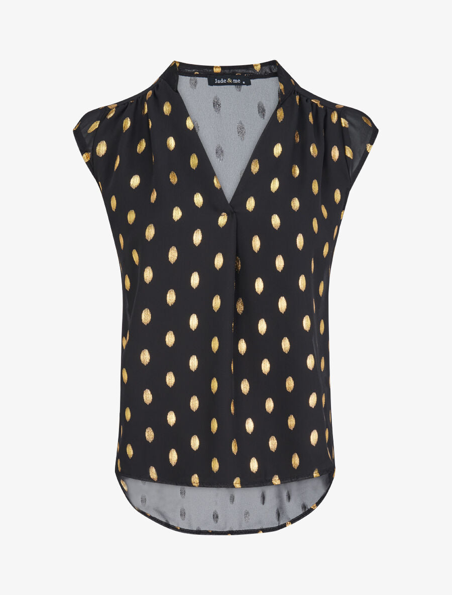 Top droit sans manches à imprimé pois irisés - Noir - 1