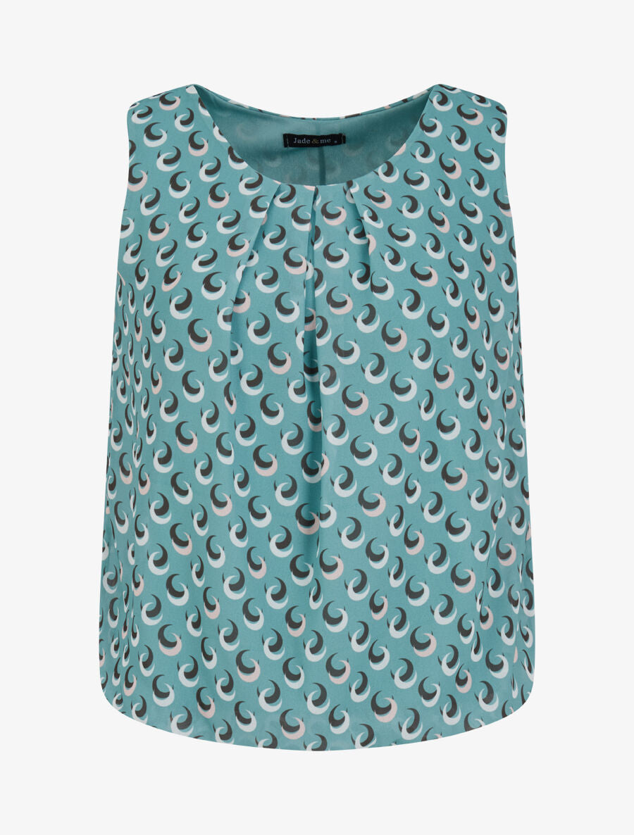 Top boule sans manches à imprimé demi lune - Vert d&