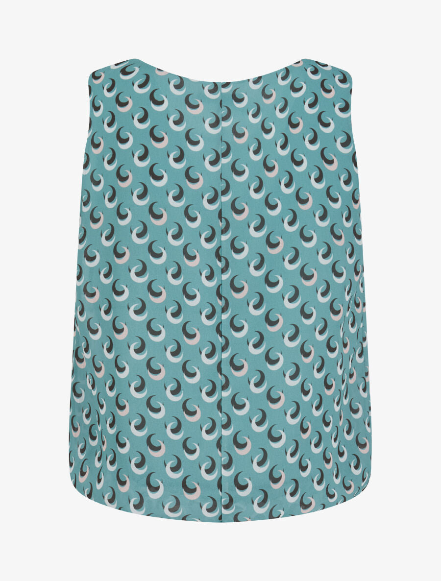 Top boule sans manches à imprimé demi lune - Vert d&