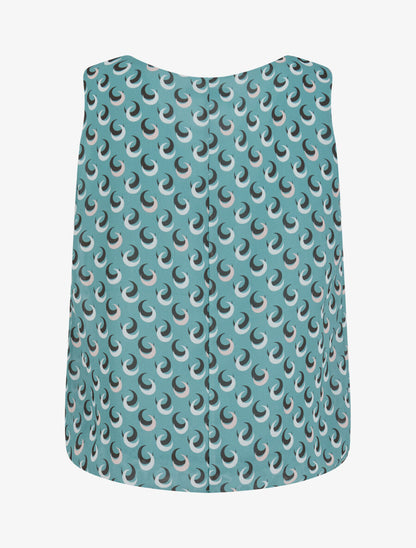 Top boule sans manches à imprimé demi lune - Vert d&