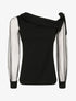 Top à manches en tulle et détail noeud - Noir - 1