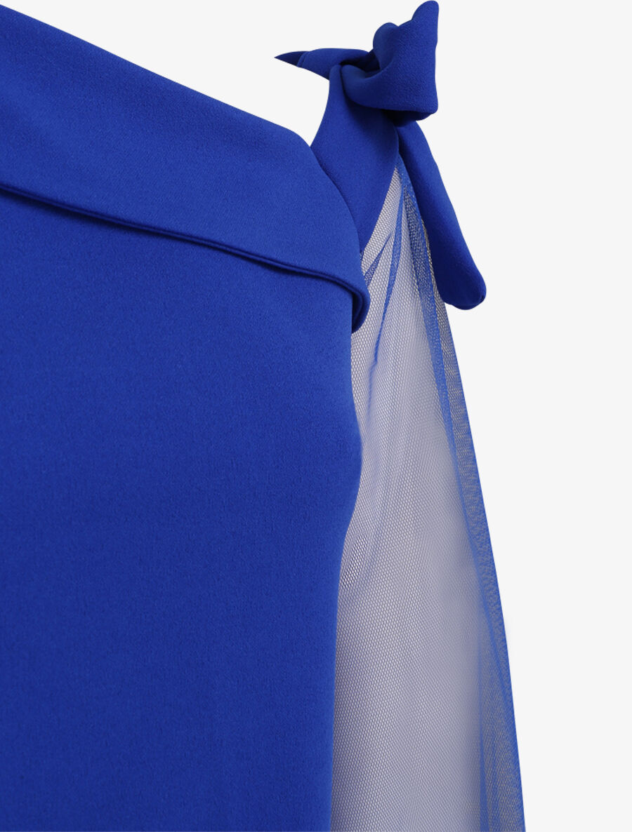 Top à manches en tulle et détail noeud - Bleu électrique - 3