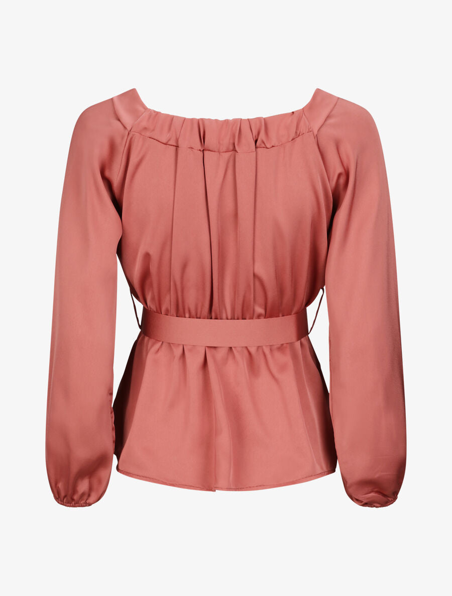 Blouse péplum satinée - Rose - 2