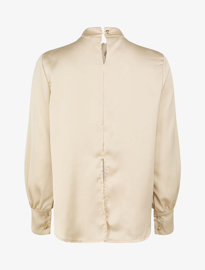 Top satiné à col lavallière - Beige - 2